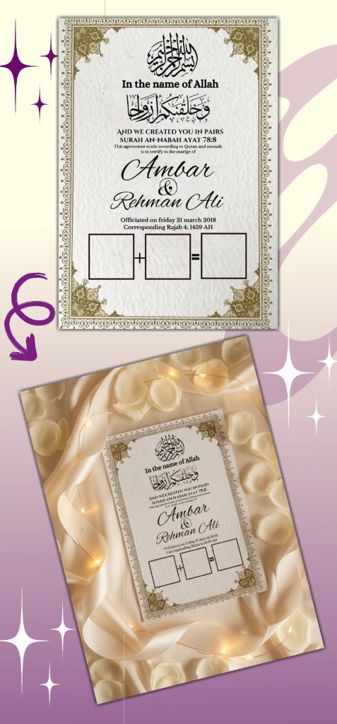 Islamic Nikkah Nama Certificate Design